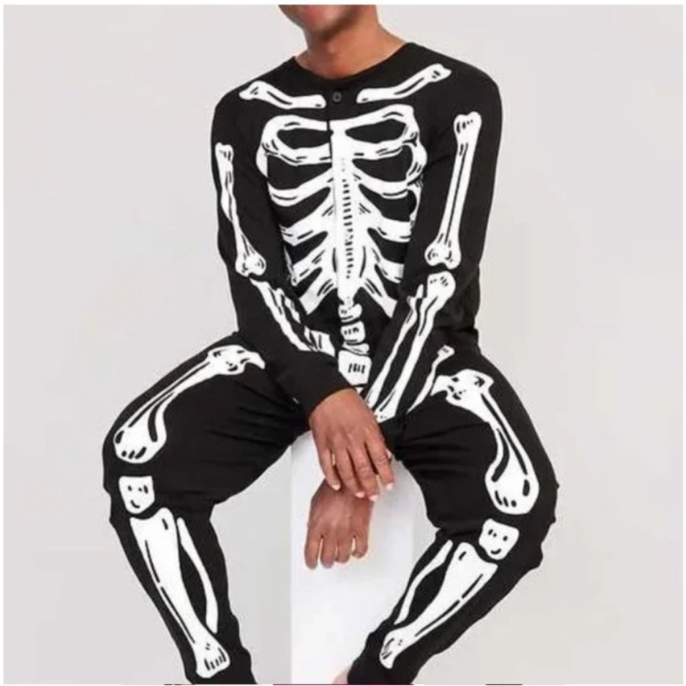 Old Navy Halloween Bone to be Wild skeleton union suit pajamas MENS SMALL NEW